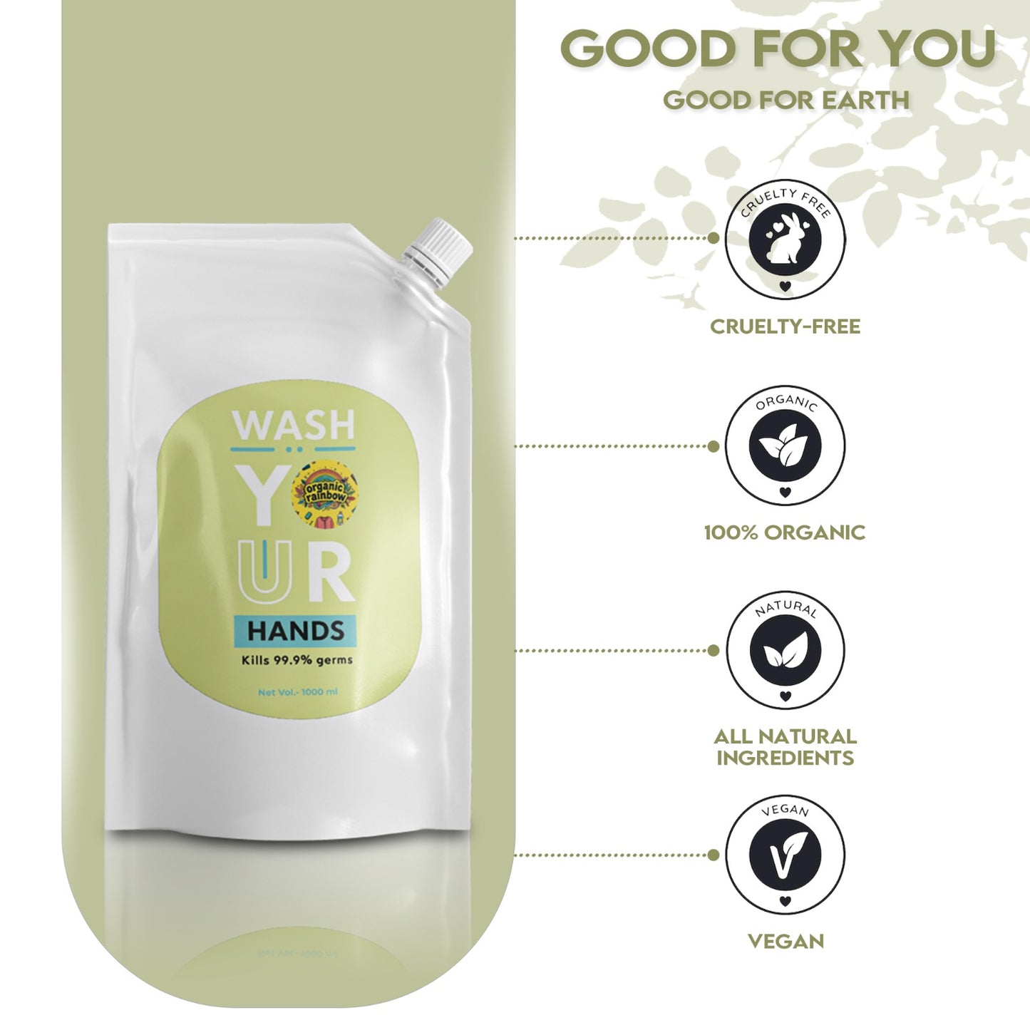 Organic Rainbow Liquid Handwash Refill - 1000ml | 10x Better Germ Protection