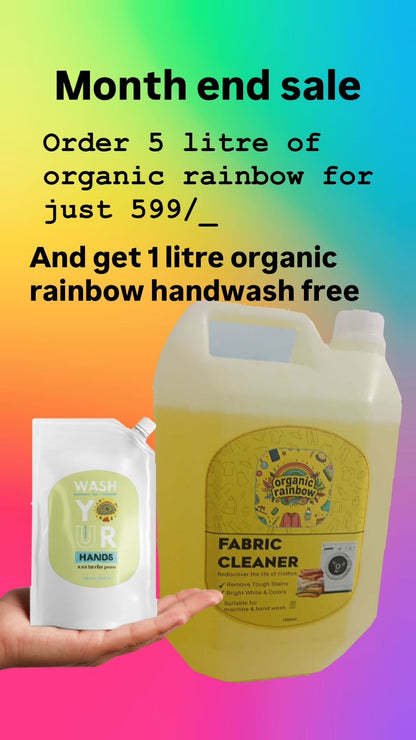 Eco Organic Rainbow Fabric Cleaner – Zesty Lemon Freshness 5LTR+ Organic Rainbow Handwash 1 Ltr